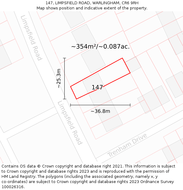 147, LIMPSFIELD ROAD, WARLINGHAM, CR6 9RH: Plot and title map