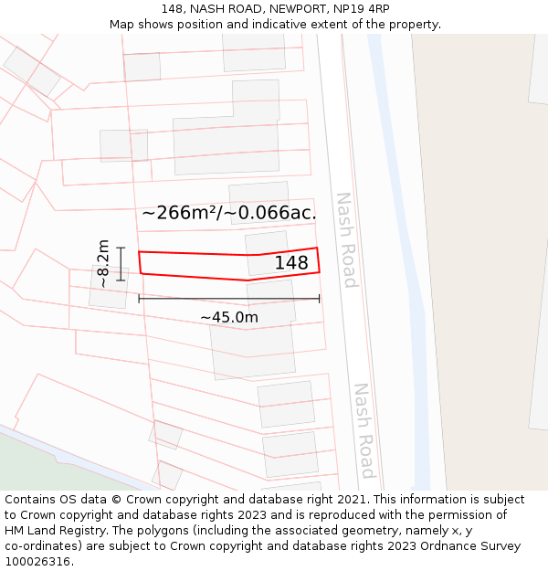 148, NASH ROAD, NEWPORT, NP19 4RP: Plot and title map