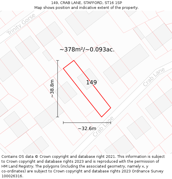 149, CRAB LANE, STAFFORD, ST16 1SP: Plot and title map