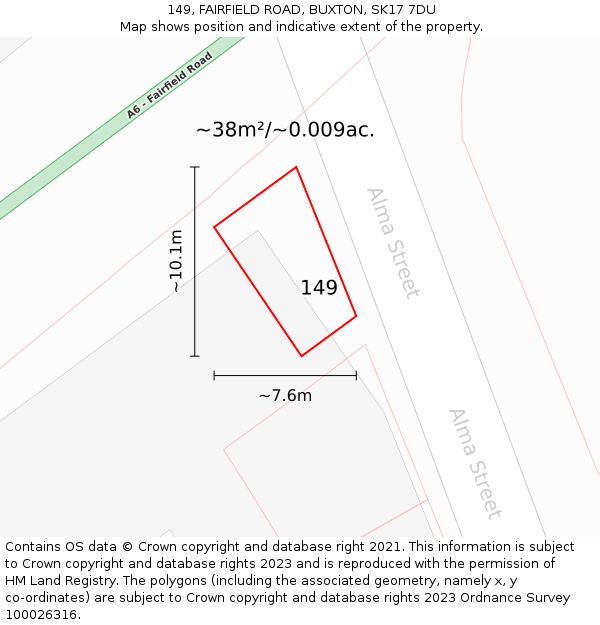 149, FAIRFIELD ROAD, BUXTON, SK17 7DU: Plot and title map