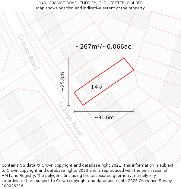 149, GRANGE ROAD, TUFFLEY, GLOUCESTER, GL4 0PR: Plot and title map