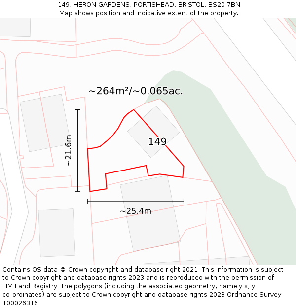 149, HERON GARDENS, PORTISHEAD, BRISTOL, BS20 7BN: Plot and title map