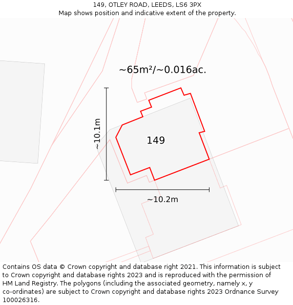 149, OTLEY ROAD, LEEDS, LS6 3PX: Plot and title map