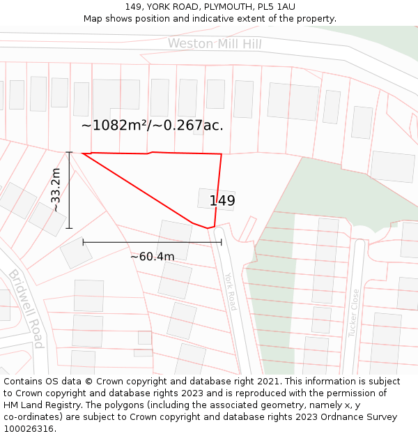 149, YORK ROAD, PLYMOUTH, PL5 1AU: Plot and title map