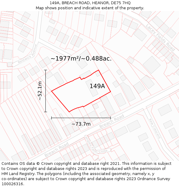 149A, BREACH ROAD, HEANOR, DE75 7HQ: Plot and title map