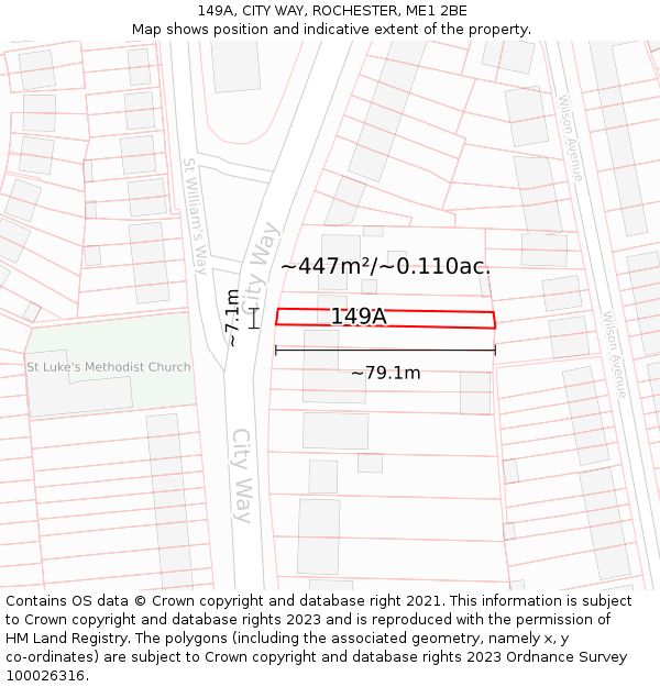 149A, CITY WAY, ROCHESTER, ME1 2BE: Plot and title map