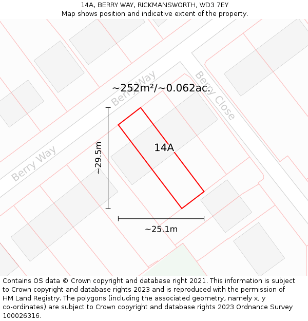 14A, BERRY WAY, RICKMANSWORTH, WD3 7EY: Plot and title map