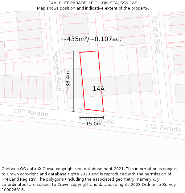 14A, CLIFF PARADE, LEIGH-ON-SEA, SS9 1AS: Plot and title map