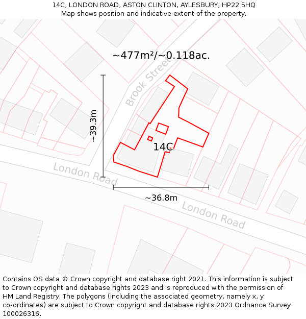 14C, LONDON ROAD, ASTON CLINTON, AYLESBURY, HP22 5HQ: Plot and title map