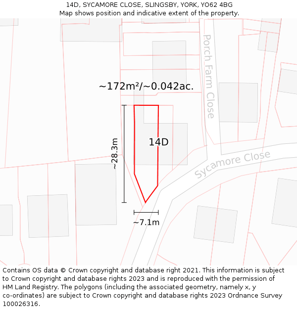 14D, SYCAMORE CLOSE, SLINGSBY, YORK, YO62 4BG: Plot and title map
