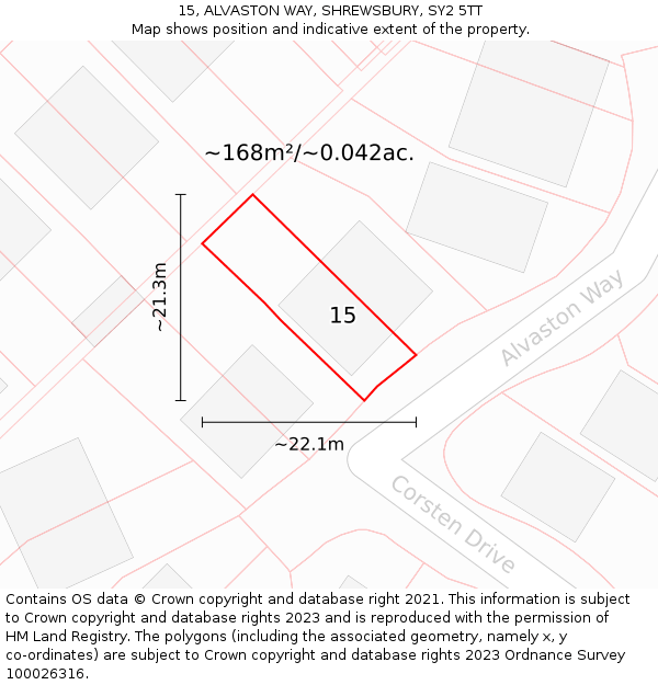 15, ALVASTON WAY, SHREWSBURY, SY2 5TT: Plot and title map