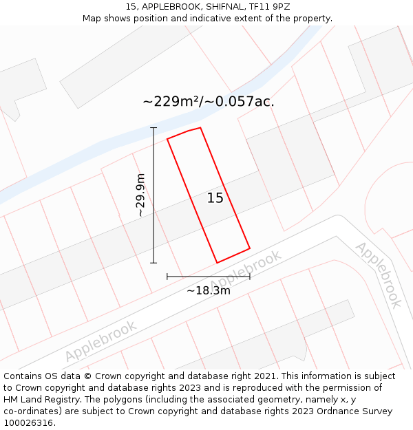 15, APPLEBROOK, SHIFNAL, TF11 9PZ: Plot and title map