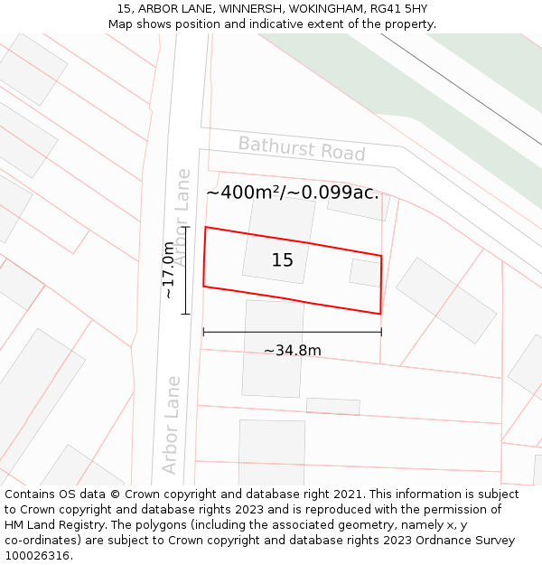 15, ARBOR LANE, WINNERSH, WOKINGHAM, RG41 5HY: Plot and title map