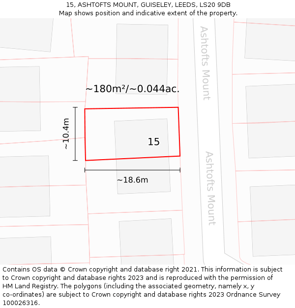 15, ASHTOFTS MOUNT, GUISELEY, LEEDS, LS20 9DB: Plot and title map