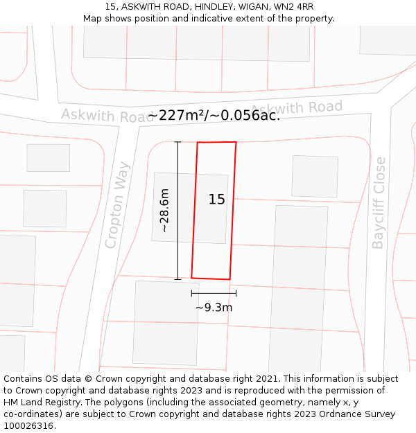 15, ASKWITH ROAD, HINDLEY, WIGAN, WN2 4RR: Plot and title map