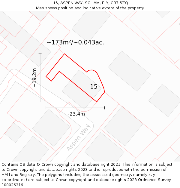 15, ASPEN WAY, SOHAM, ELY, CB7 5ZQ: Plot and title map