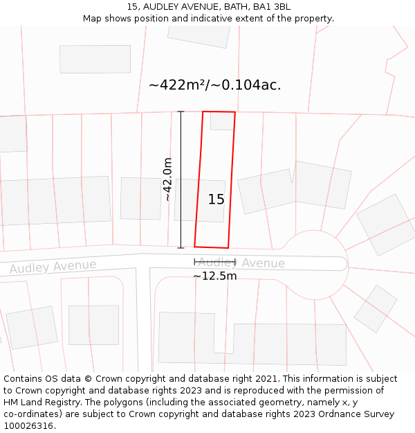 15, AUDLEY AVENUE, BATH, BA1 3BL: Plot and title map