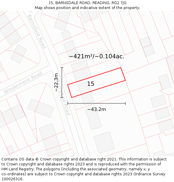 15, BARNSDALE ROAD, READING, RG2 7JG: Plot and title map