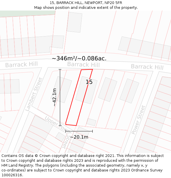 15, BARRACK HILL, NEWPORT, NP20 5FR: Plot and title map