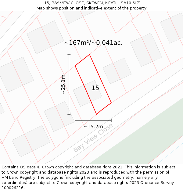 15, BAY VIEW CLOSE, SKEWEN, NEATH, SA10 6LZ: Plot and title map