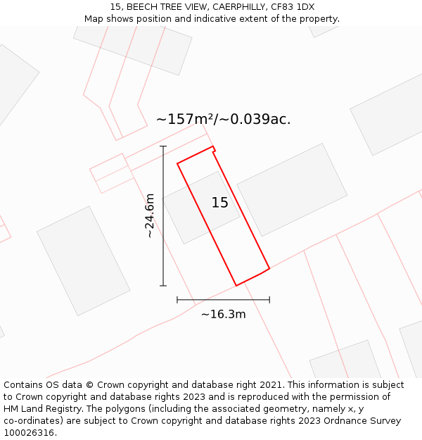 15, BEECH TREE VIEW, CAERPHILLY, CF83 1DX: Plot and title map