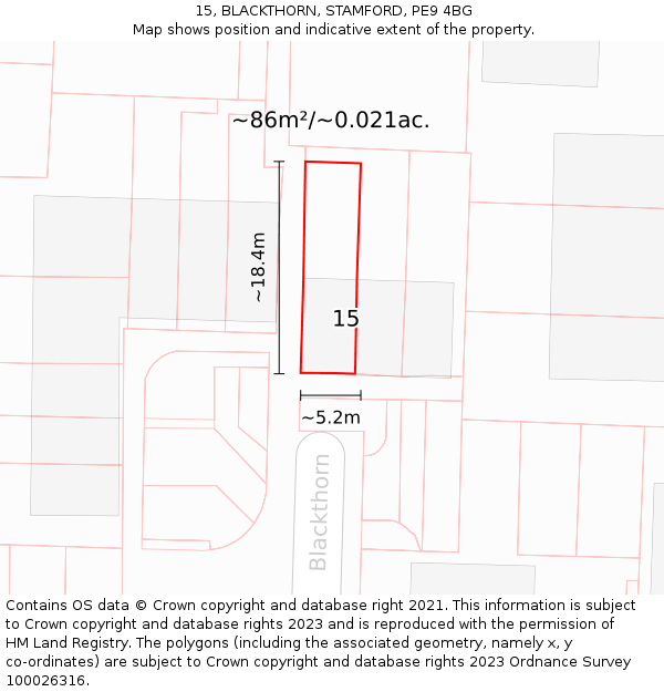 15, BLACKTHORN, STAMFORD, PE9 4BG: Plot and title map