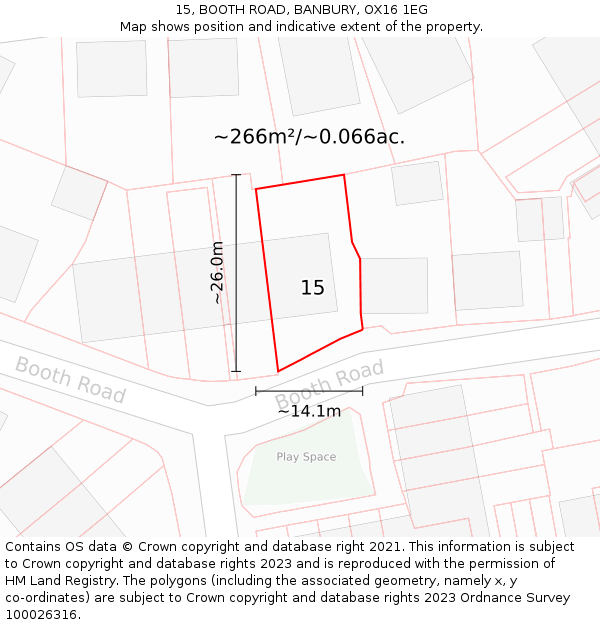 15, BOOTH ROAD, BANBURY, OX16 1EG: Plot and title map