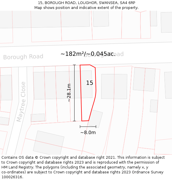 15, BOROUGH ROAD, LOUGHOR, SWANSEA, SA4 6RP: Plot and title map