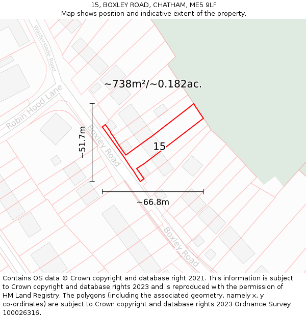 15, BOXLEY ROAD, CHATHAM, ME5 9LF: Plot and title map