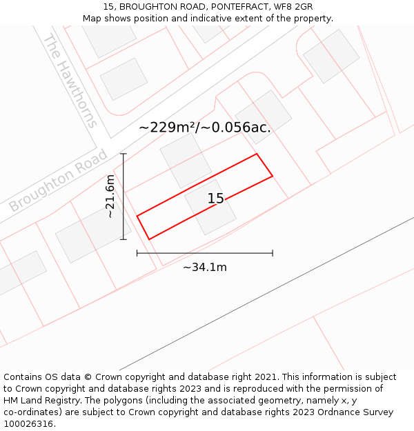 15, BROUGHTON ROAD, PONTEFRACT, WF8 2GR: Plot and title map