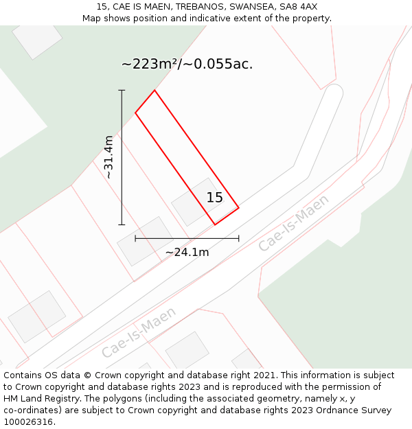 15, CAE IS MAEN, TREBANOS, SWANSEA, SA8 4AX: Plot and title map