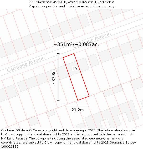 15, CAPSTONE AVENUE, WOLVERHAMPTON, WV10 6DZ: Plot and title map