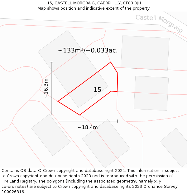 15, CASTELL MORGRAIG, CAERPHILLY, CF83 3JH: Plot and title map