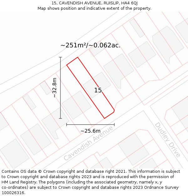 15, CAVENDISH AVENUE, RUISLIP, HA4 6QJ: Plot and title map