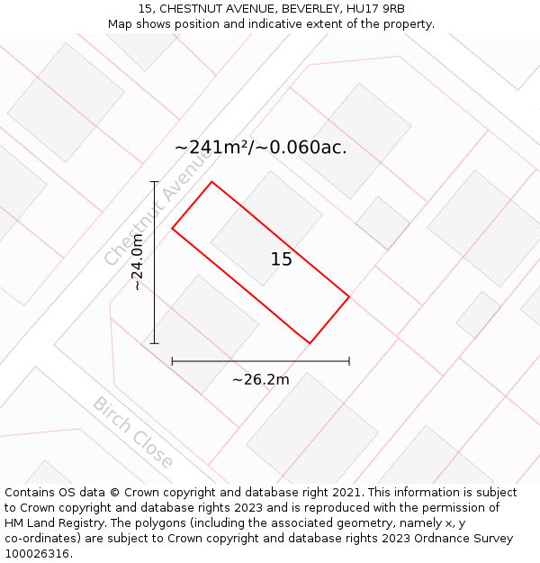 15, CHESTNUT AVENUE, BEVERLEY, HU17 9RB: Plot and title map