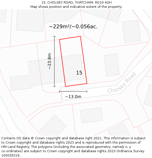 15, CHOLSEY ROAD, THATCHAM, RG19 4GH: Plot and title map