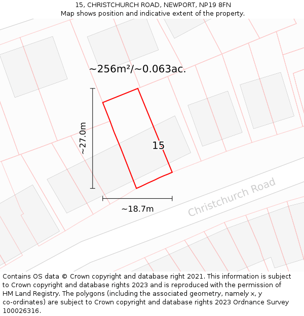 15, CHRISTCHURCH ROAD, NEWPORT, NP19 8FN: Plot and title map