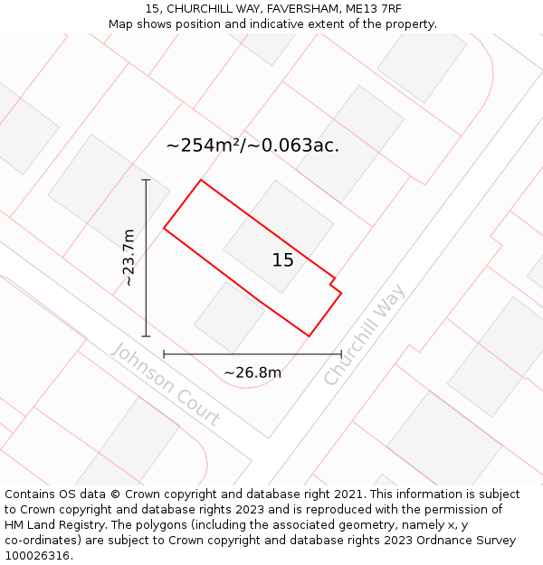 15, CHURCHILL WAY, FAVERSHAM, ME13 7RF: Plot and title map