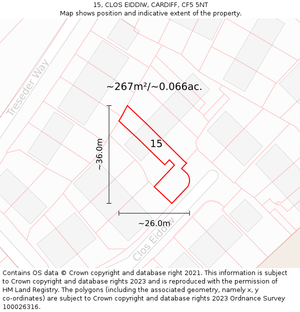 15, CLOS EIDDIW, CARDIFF, CF5 5NT: Plot and title map