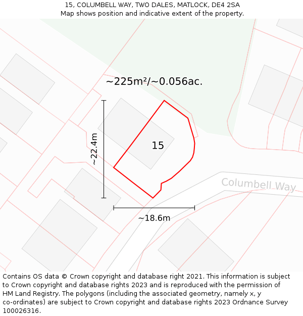 15, COLUMBELL WAY, TWO DALES, MATLOCK, DE4 2SA: Plot and title map