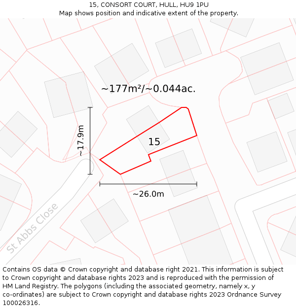 15, CONSORT COURT, HULL, HU9 1PU: Plot and title map