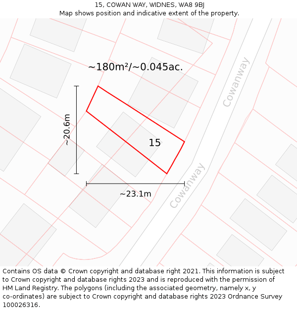 15, COWAN WAY, WIDNES, WA8 9BJ: Plot and title map