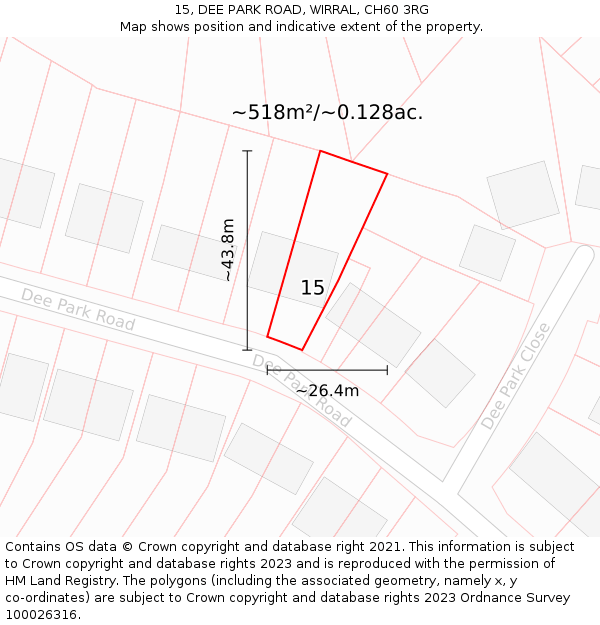 15, DEE PARK ROAD, WIRRAL, CH60 3RG: Plot and title map