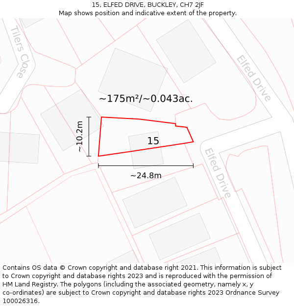 15, ELFED DRIVE, BUCKLEY, CH7 2JF: Plot and title map