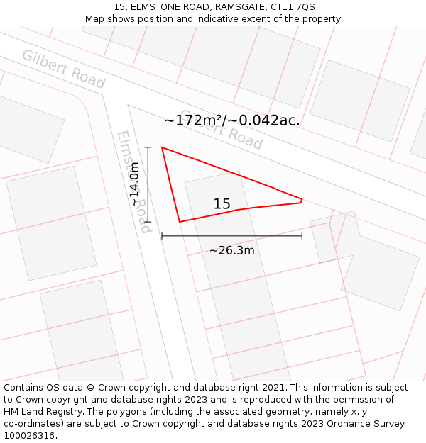 15, ELMSTONE ROAD, RAMSGATE, CT11 7QS: Plot and title map