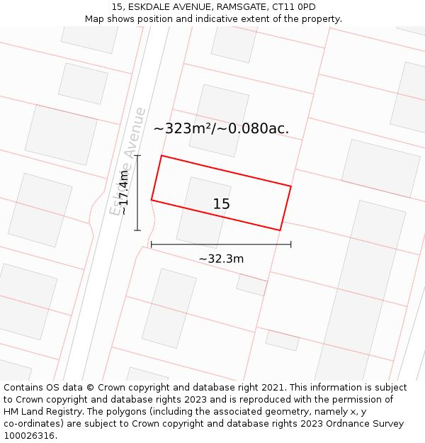 15, ESKDALE AVENUE, RAMSGATE, CT11 0PD: Plot and title map