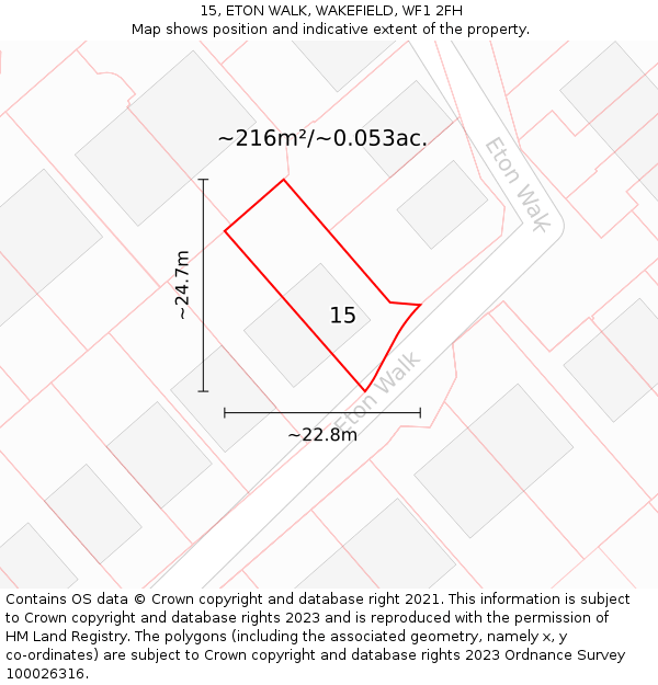 15, ETON WALK, WAKEFIELD, WF1 2FH: Plot and title map