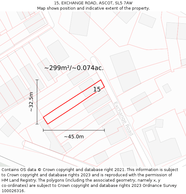 15, EXCHANGE ROAD, ASCOT, SL5 7AW: Plot and title map