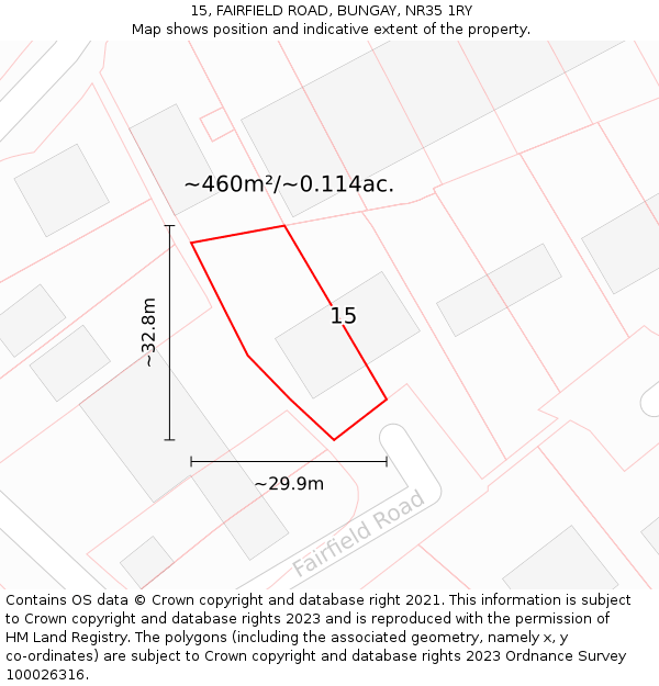 15, FAIRFIELD ROAD, BUNGAY, NR35 1RY: Plot and title map