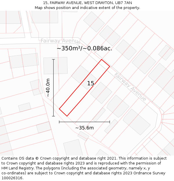 15, FAIRWAY AVENUE, WEST DRAYTON, UB7 7AN: Plot and title map